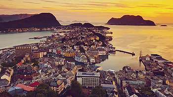 Cities, Houses, Sunset, City, Ocean, View, Norway HD wallpaper