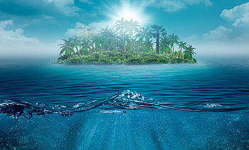 Landscape, Sea, Waves, Palms HD wallpaper