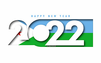 Happy New Year 2022 Djibouti, white background, Djibouti 2022, Djibouti 2022 New Year, 2022 concepts, Djibouti, Flag of Djibouti HD wallpaper