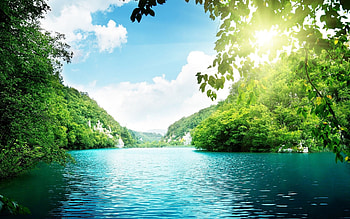 Green Lagoon, Refreshing waters, Serene beauty, Tranquil scenery HD wallpaper
