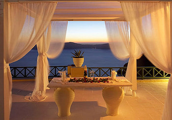 Romantic, blue, ocean view, rose petals, ribbons, lace, balcony, wine glasses, ivory, cream, ocean, curtains, table, roses, vase, romance, beautiful, mountain, plant, railing, terrace, wine HD wallpaper