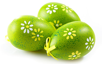 Happy Easter!, egg, white, flower, green, card, easter HD wallpaper