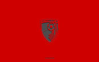 AFC Bournemouth, red background, English football team, AFC Bournemouth emblem, EFL Championship, Bournemouth, England, football, AFC Bournemouth logo HD wallpaper