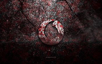 Vodafone logo, grunge art, Vodafone stone logo, red stone texture, Vodafone, grunge stone texture, Vodafone emblem, Vodafone 3d logo HD wallpaper