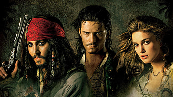 Pirates Of The Caribbean, Johnny Depp, Jack Sparrow, Movie, Pirates Of The Caribbean: Dead Man's Chest, Elizabeth Swann, Keira Knightley, Orlando Bloom, Will Turner HD wallpaper