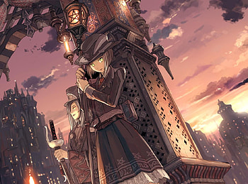 Twilight Mages, twilight, mages, sword, anime, city, girls, future HD wallpaper