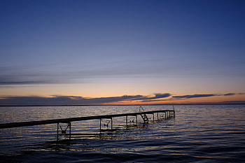 Nature, Water, Sunset, Sea, Horizon, Pier HD wallpaper