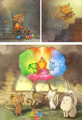 Cats, Magic, Art, Comic HD phone wallpaper