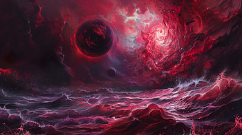 Cosmic Red Nebula, cosmic, ocean HD wallpaper