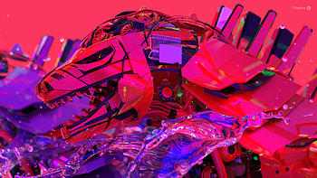 Chiptos X Zilla Sideview Robot Ultra Mechs - Holographic NFT Background Red HD wallpaper