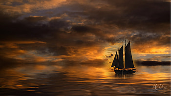 Stormy Sail, sail boat, boat, sea, clouds, sky, sunset, stormy HD wallpaper
