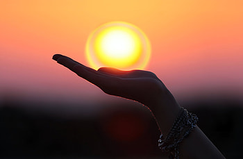 Hand At Sunset, hand, sunset, sky HD wallpaper