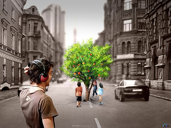 Funny, Music, People, Trees, Art HD wallpaper