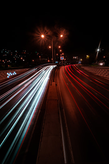 Dead Road, automotive lighting, redlight, long exposure, bos yol, canon, light bar, red, sony, street, fujifilm, alacakaranlik, light bars, fotograf, lights, sky, midnight sky, midnight, trafik, night, gunduz, gece, sokak, blue, bridge HD phone wallpaper