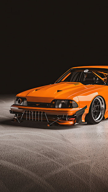 ford mustang, automotive_exterior, orange, automotive_design, neon, foxbody HD phone wallpaper