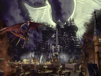 Angels or Demons, wings, winged, city, evil, bat, conflict, church, good HD wallpaper