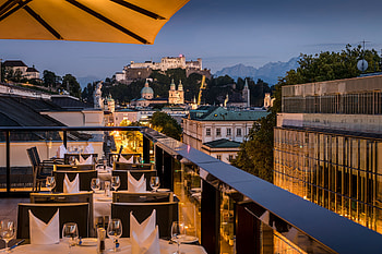 imlauer sky bar restaurant, salzburg, rooftop view HD wallpaper