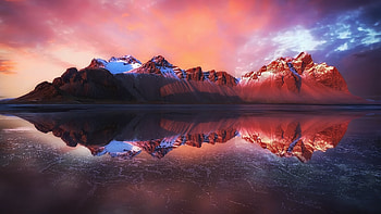 Reflection Of Mountains In Water, reflection, nature, mountains, earth HD wallpaper