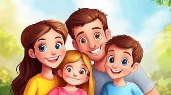 Happy Family Ultra, Family, Happy Family, child, cartoon, smiling HD wallpaper