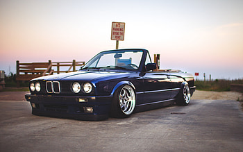 BMW M3, E30 Cabriolet, dark blue M3 E30, blue cabriolet, E30 tuning, German cars, BMW HD wallpaper
