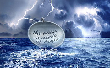 Words of sea..., blue, sea, Lightning, words, oceans, clouds HD wallpaper