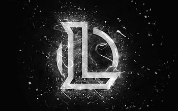 League of Legends white logo, , LoL, white neon lights, creative, black abstract background, League of Legends logo, LoL logo, online games, League of Legends HD wallpaper