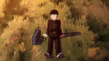 Mob Psycho 100 | Shigeo Sitting on Grass, Shigeo Kageyama, Mob Psycho 100, Anime, grass HD wallpaper