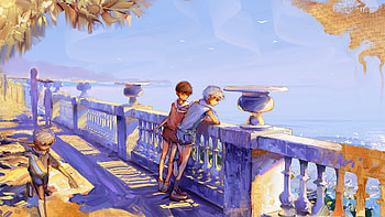 Boys, Art, Children, Summer, Embankment, Quay HD wallpaper