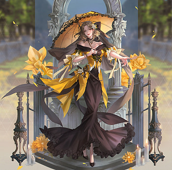 Fantasy girl, orange, yellow, fantasy, shumolly, parasol, girl HD wallpaper