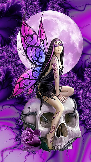 Gothic Fairy, moon, skull, gothic, fantasy, fairy HD phone wallpaper