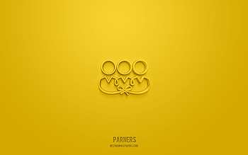 Partners 3d icon, yellow background, 3d symbols, Partners, business icons, 3d icons, Partners sign, business 3d icons HD wallpaper