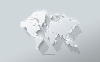 World map, , gray background, white 3d world map, creative 3d art, world map concepts, 3d world map HD wallpaper