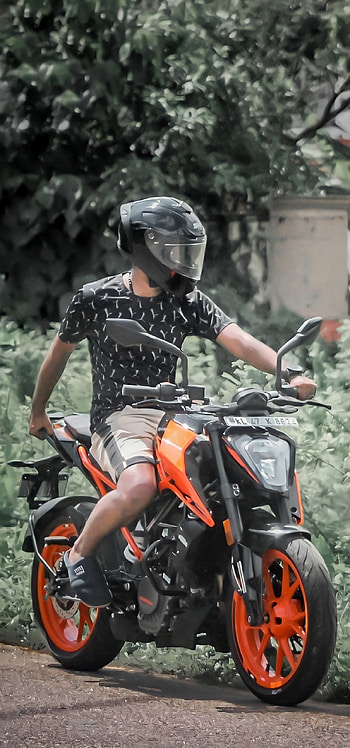 KTM Duke 200, motorcycle, black, Instagram, Orange, bike, duke200, vehicle HD phone wallpaper