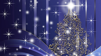 Gold Tree, blue, feliz navidad, glow, christmas, sparkle, stars, tree HD wallpaper