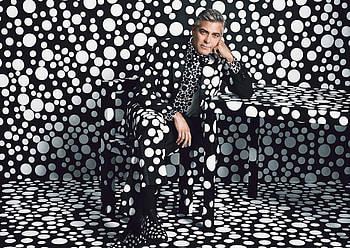 George Clooney, Actor shoot, Pea texture, Polka dot shirt HD wallpaper