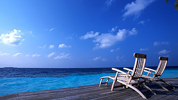 maldives aqua beach, chair, water, maldives, beach HD wallpaper