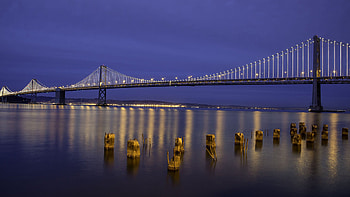 Oakland travels, Bay Bridge lights, California beauty, Nighttime allure HD wallpaper