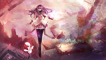 mahou shoujo madoka magica, akemi homura, long hair, dress, purple eyes HD wallpaper