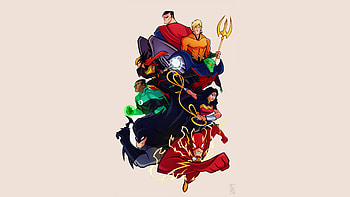 Justice league, cartoon, dc comics, artwork HD wallpaper