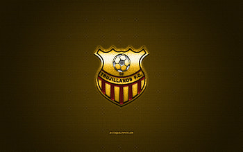 Trujillanos FC, Venezuelan football club, yellow logo, yellow carbon fiber background, Venezuelan Primera Division, football, Valera, Venezuela, Trujillanos FC logo HD wallpaper