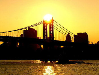 Sunset Over Brooklyn, bridge, new york, nature, sunset, brooklyn, usa HD wallpaper