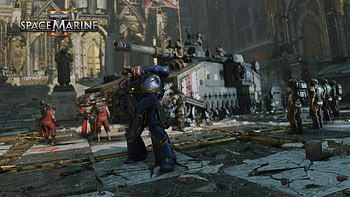 : Warhammer 40K - Space Marine 2 Epic Battle Scene, video game, Warhammer 40K: Space Marine 2, Warhammer HD wallpaper