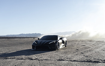 Chevrolet Corvette Stingray, C8, , front view, black supercar, black Corvette Stingray, tuning Corvette Stingray, american sports cars, Chevrolet HD wallpaper