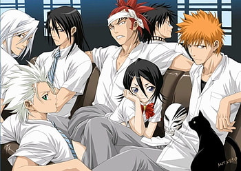 bleach school, ichigo, rukia, hitsugaya, renji HD wallpaper