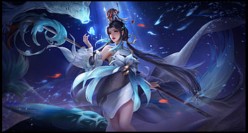 Fantasy girl, blue, wang yuda, fantasy, pesti, girl, fish, water, fumusete HD wallpaper