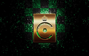 Cercle Brugge KSV, glitter logo, Jupiler Pro League, green black checkered background, soccer, belgian football club, Cercle Brugge logo, mosaic art, football, Cercle Brugge FC HD wallpaper