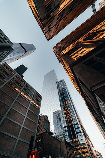 Sky, Architecture, Building, Miscellanea, Miscellaneous, Skyscrapers, Bottom View HD phone wallpaper