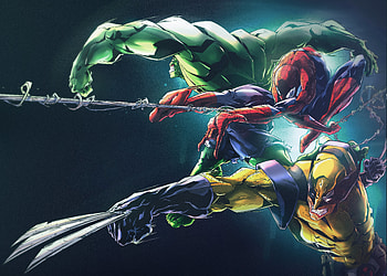 Hulk Spider Man Wolverine , spiderman, hulk, wolverine, superheroes, artist, artwork, digital-art HD wallpaper