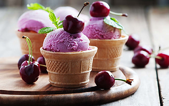 Cherry ice cream cups, , Mouth-watering treat, Indulgent delight HD wallpaper