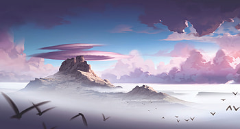 Birds, Art, Mountains, Rocks HD wallpaper